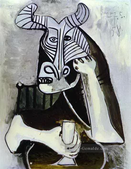 Der König der Minotauren 1958 kubistisch Ölgemälde